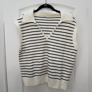 ANRABESS Striped Sleeveless Polo Tank Top | NWT Medium | Trendy Summer Knit Vest